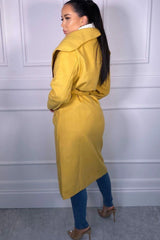 Mustard Waterfall Duster Belted Long Coat - Pola