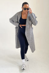 Grey Waterfall Duster Belted Long Coat_ Pola