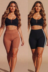Rust With Black High Waist Biker Shorts – Pack of 2