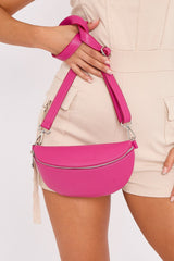 Hot Pink Silver Zip Cross body Bag - Eden