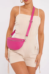 Hot Pink Silver Zip Cross body Bag - Eden