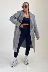 Grey Waterfall Duster Belted Long Coat_ Pola