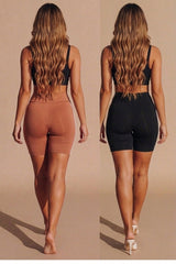 Rust With Black High Waist Biker Shorts – Pack of 2