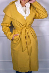 Mustard Waterfall Duster Belted Long Coat - Pola