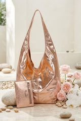 Rose Gold Metallic Slouch Shoulder Bag & Mini Pouch – Lucie