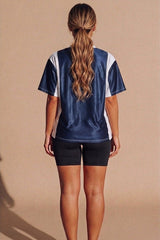Navy Oversized Sports France Slogan T-Shirt - Kimpion