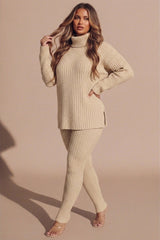 Stone Oversized High Neck Jumper Co-Ord - Aionna