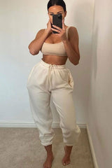 Cream Cuffed Joggers - Lizzie