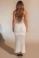 White Lace Strappy Bodycon Elegant Layered Midi Dress - Rosantha