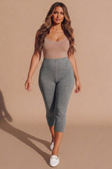 Charcoal Marl High Waisted Crop Leggings - Moinxo