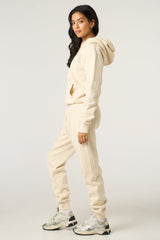 Cream Hoodie & Cuffed Joggers Loungewear Set - Bellamy