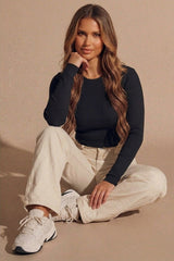 Stone High Waisted Straight Leg Trousers- Villa