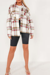 Fuchsia & White Oversized Check Print Pocket Shacket – Jimon
