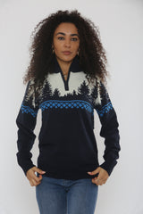 Navy Forest Knit Half Zip Jumper – Ava