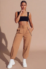 Black Thick Strap Square Neck Crop Top - Mirelda