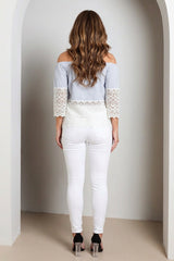 White High Waisted Skinny Soft Touch Skinny Jean With Metal Button Detail - Victoria