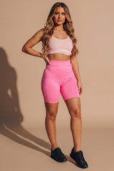 Pink And Black High Waisted Cycling Shorts 2 Pack - Hina