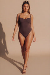 Chocolate Lightweight Padded Cups Sculpting Bodysuit- Alla
