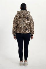 Leopard Hooded Drawstring Cropped Puffer Jacket - Stacey