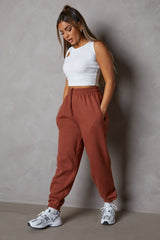 Light Chocolate Oversized High Waisted Shirred Drawstring Pocket Detail Cuffed Joggers - Samira