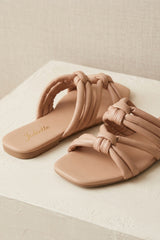 Pink Knotted Multi-Strap Flat Slide Sandals - Twinkle