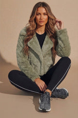 Sage Faux Fur Cropped Jacket - Filly