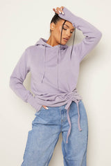 Mauve Fleece Oversized Long Sleeve Ruched Front Hoodie - Lana