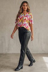 Green Oversized Ikat Print Short Sleeve Top – Layla