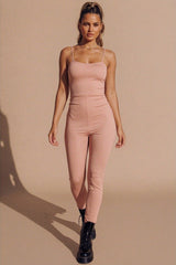 Rose Strappy Sleeveless Unitard Jumpsuit - Claza