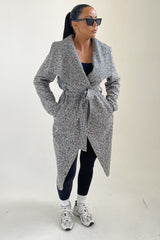 Grey Waterfall Duster Belted Long Coat_ Pola