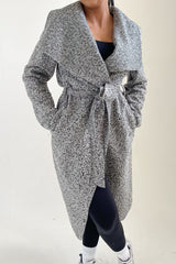 Grey Waterfall Duster Belted Long Coat_ Pola