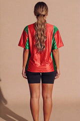 Red Portugal Oversized Slogan Football T Shirt - Puivisa
