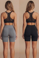 Grey With Black High Waist Biker Shorts – Pack of 2