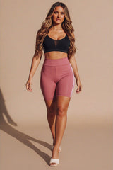 Pink With Black High Waist Biker Shorts – Pack of 2