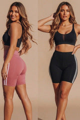 Pink With Black High Waist Biker Shorts – Pack of 2