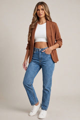 Brown Tailored Open Front Blazer- Roman