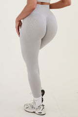Light Grey High Waisted Wide Band Activewear Leggings - Yanis