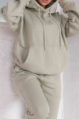Sage Oversized Front Pocket Pullover Hoodie Cuffed Joggers Loungewear Set - Alexia