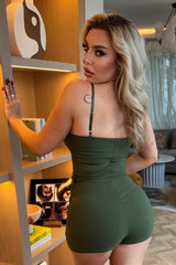 Khaki Cargo Pocket Belted Skort Playsuit - Soraya