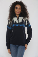 Navy Forest Knit Half Zip Jumper – Ava