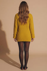 Mustard Ribbed Turtleneck Jumper with Long Sleeves- Simc