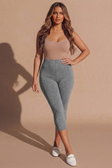 Charcoal Marl High Waisted Crop Leggings - Moinxo