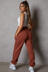 Light Chocolate Oversized High Waisted Shirred Drawstring Pocket Detail Cuffed Joggers - Samira