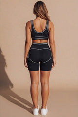 Black Contour Seamless Sports Bra & Cycling Shorts Set- Giana