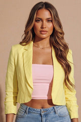 Yellow Cropped Lightweight Blazer- Tenzy