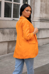 Orange  Long Sleeve Pocket Blazer - Tenely