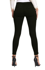 Black High Waisted Button Up Eyelet Detail Skinny Jeans - Flina