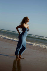 Blue Cross Over Strappy Cut Out Maxi Dress - Angelica