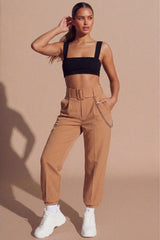Black Thick Strap Square Neck Crop Top - Mirelda
