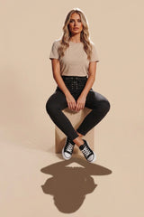 Black Lace Up High Waist Skinny Jeans-Lava